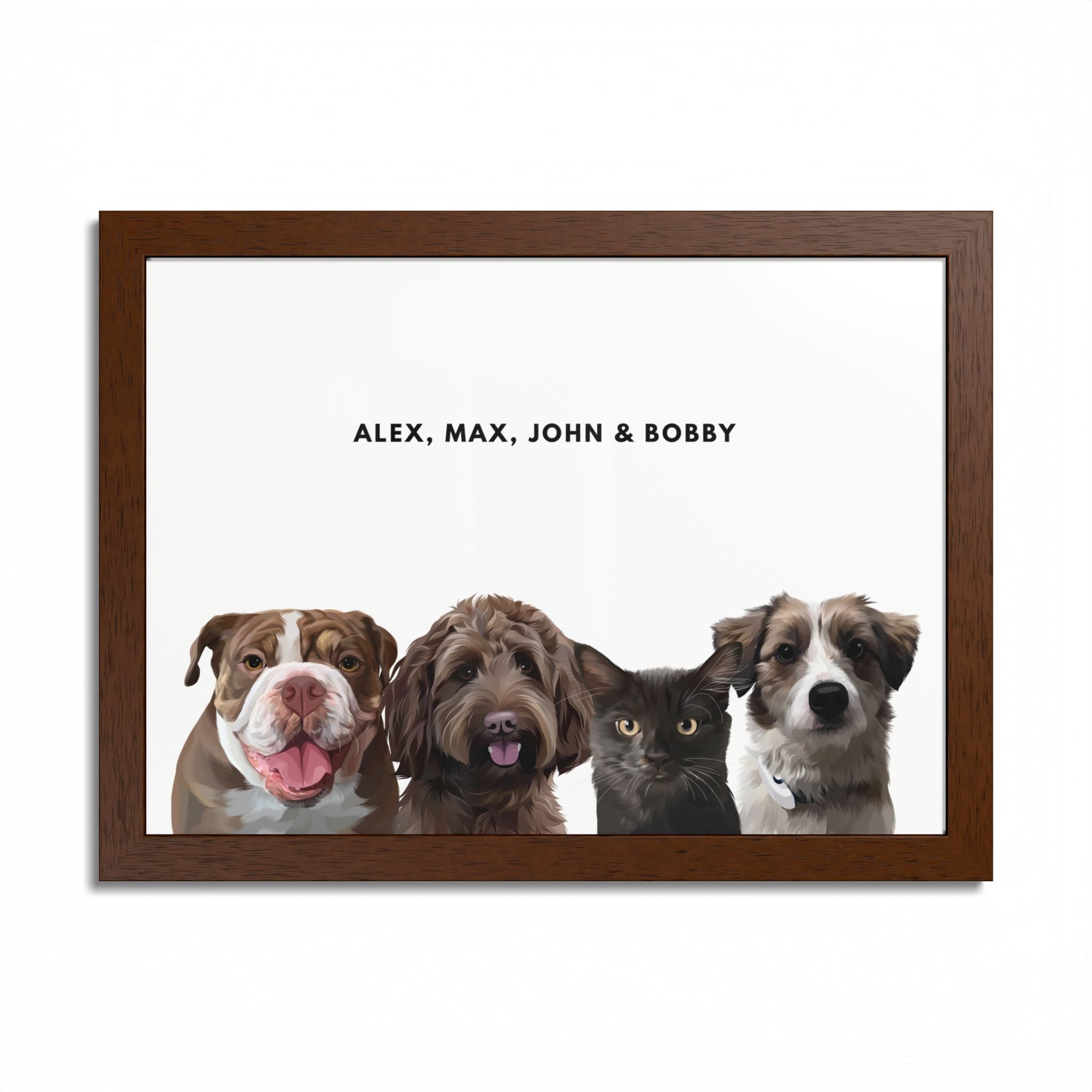 Modern Pet Portrait - Frame Print - Four Pet