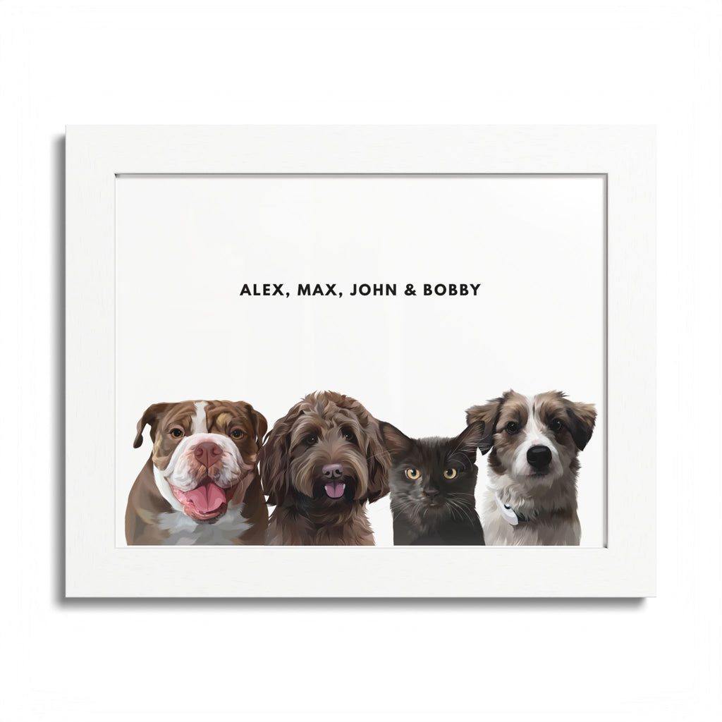Modern Pet Portraits - Digital File Only - Four Pet