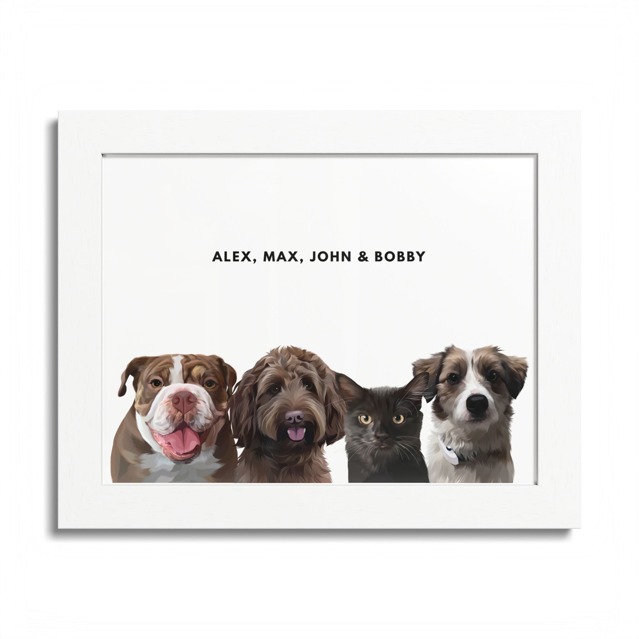 Modern Pet Portrait - Frame Print - Four Pet