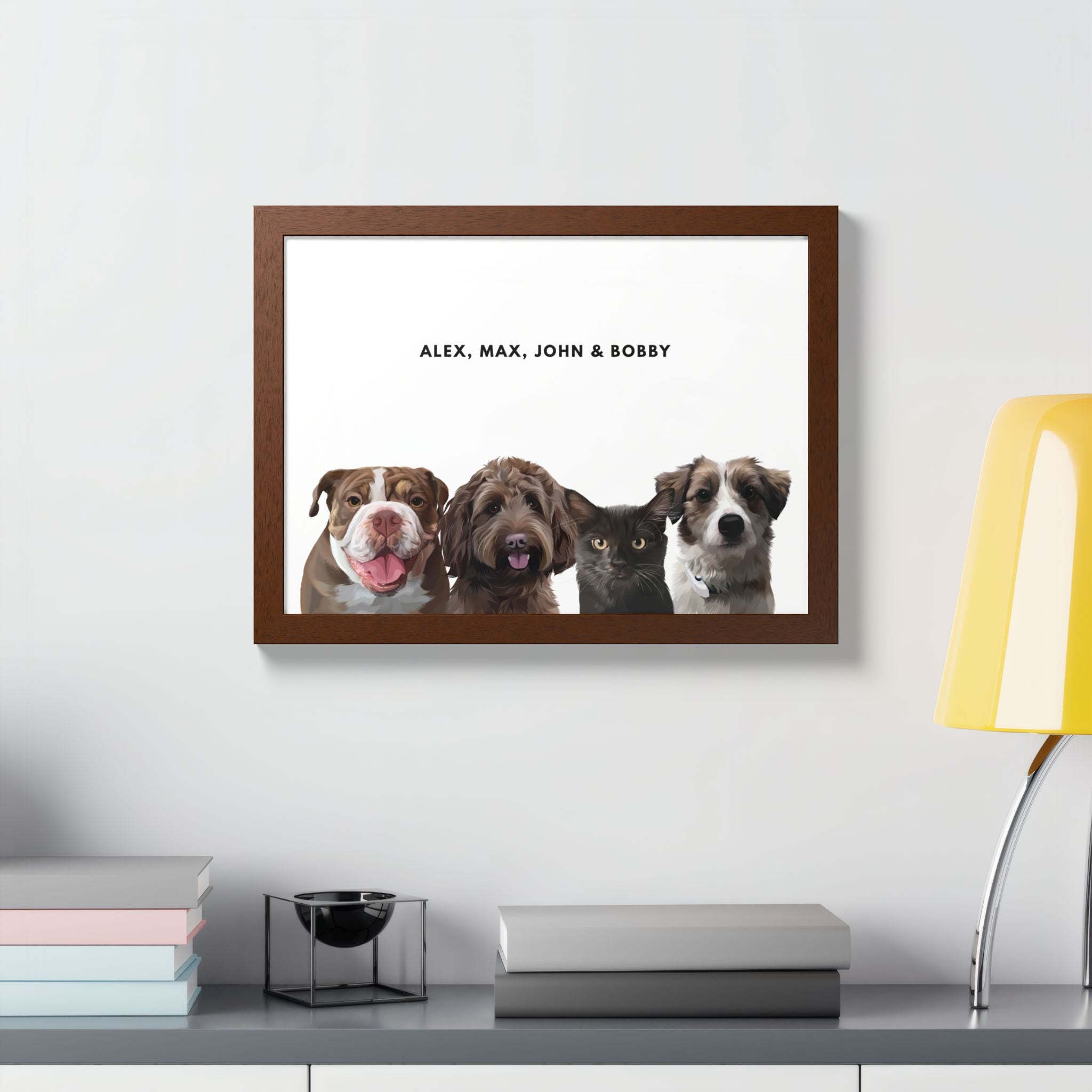 Modern Pet Portrait - Frame Print - Four Pet
