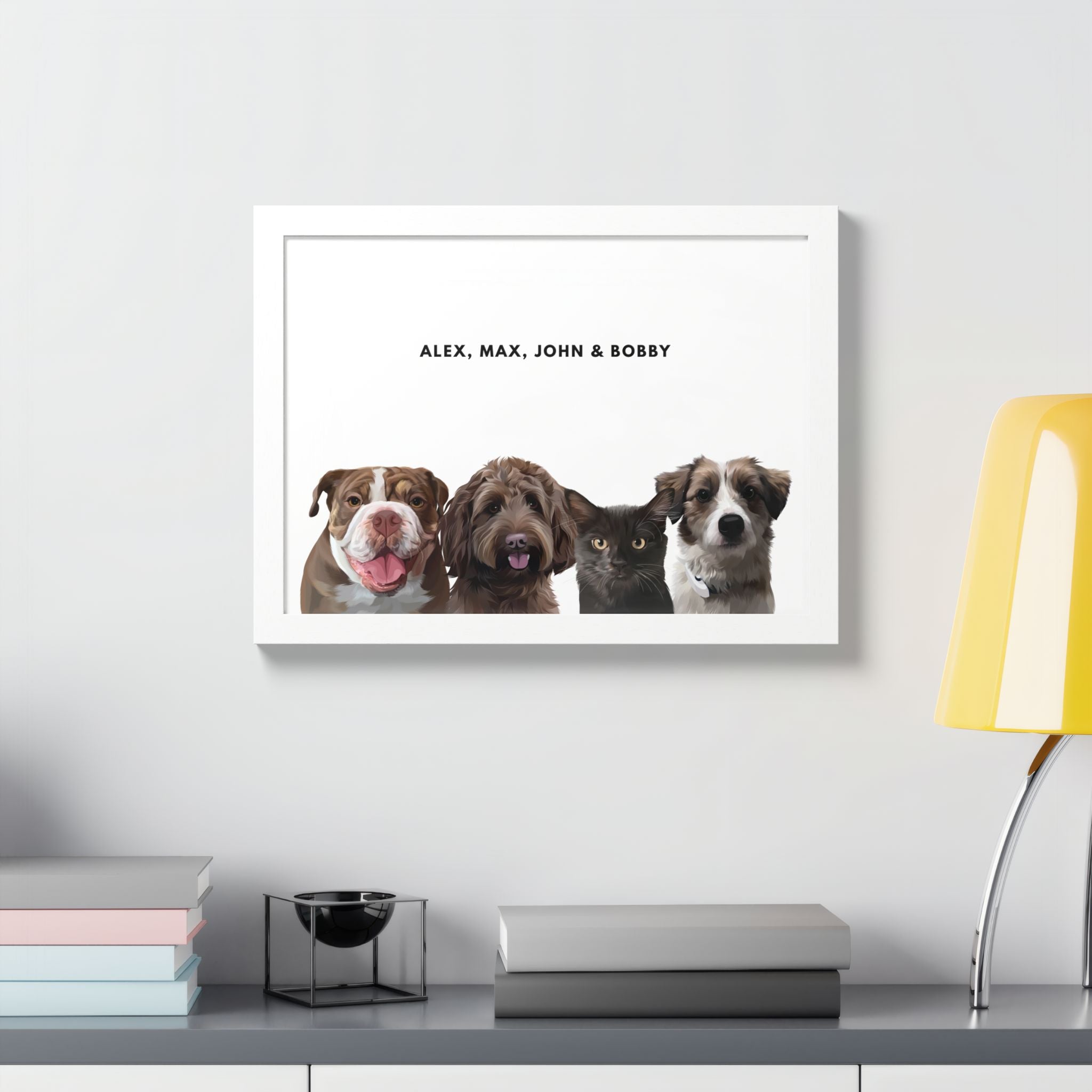 Modern Pet Portrait - Frame Print - Four Pet