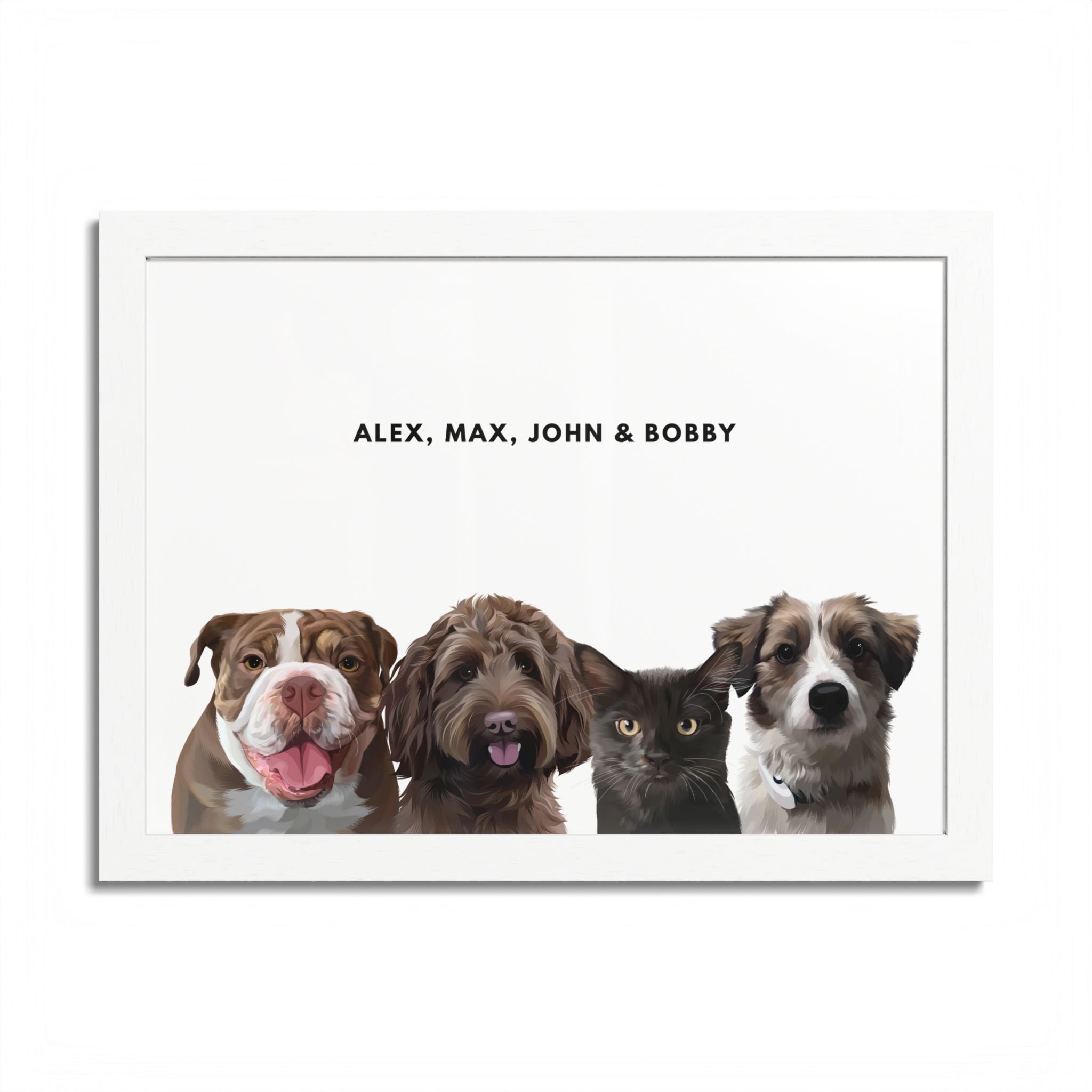 Modern Pet Portrait - Frame Print - Four Pet