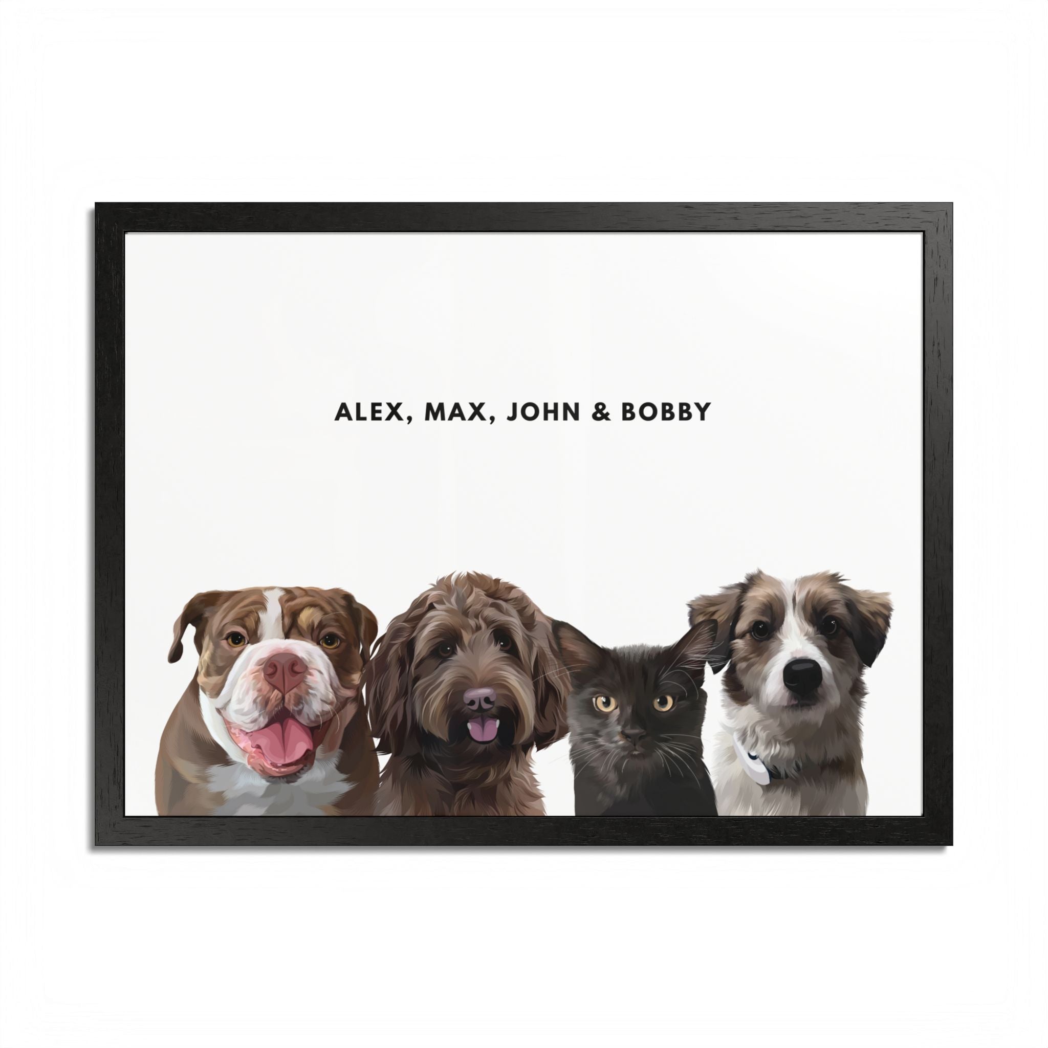 Modern Pet Portrait - Frame Print - Four Pet
