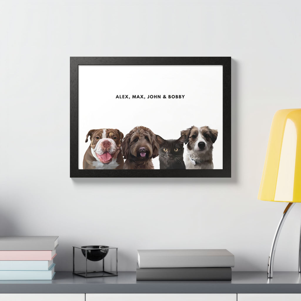 Modern Pet Portrait - Frame Print - Four Pet