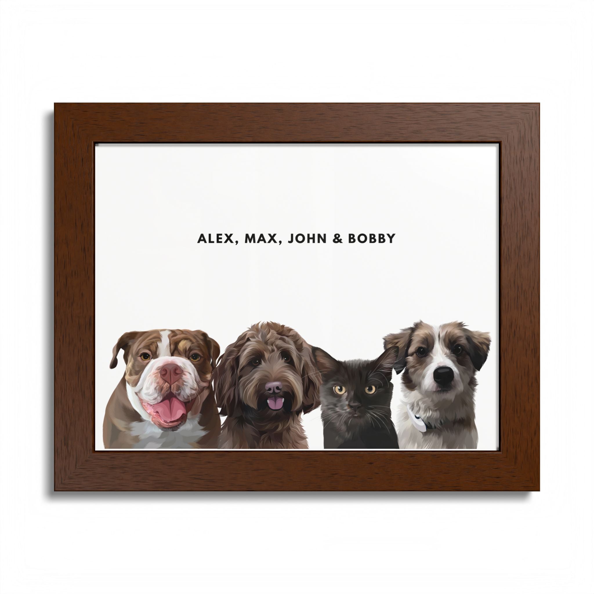 Modern Pet Portrait - Frame Print - Four Pet