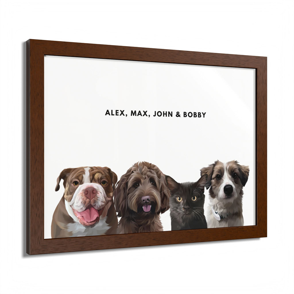 Modern Pet Portrait - Frame Print - Four Pet
