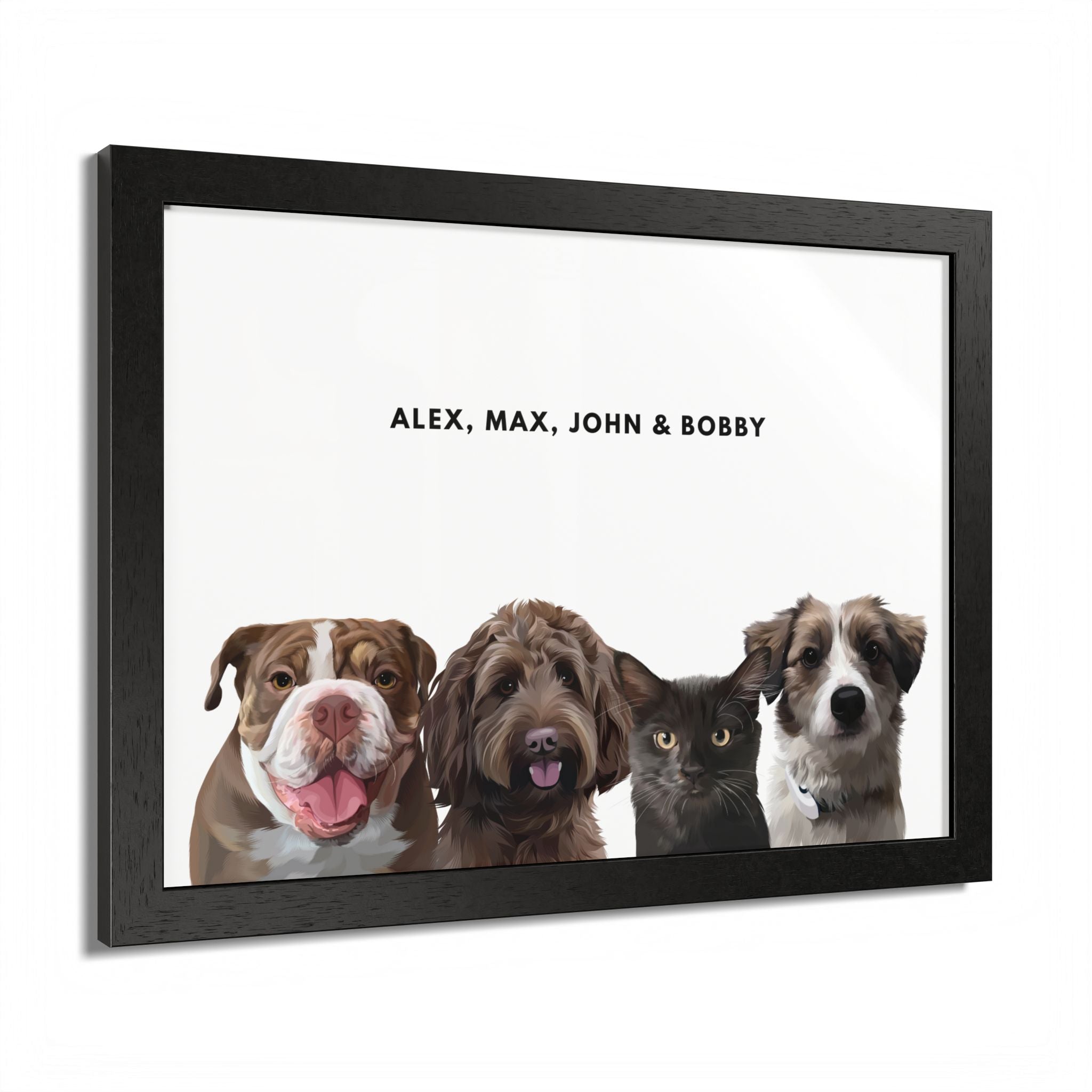 Modern Pet Portrait - Frame Print - Four Pet
