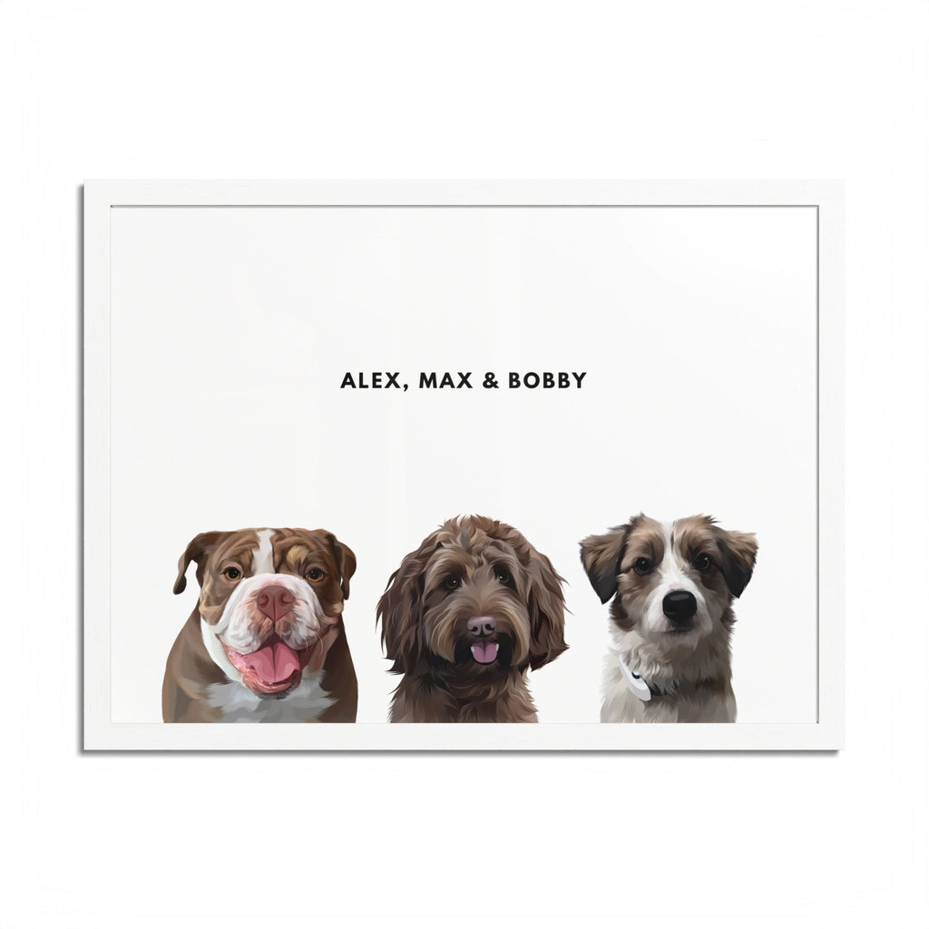 Modern Pet Portrait - Digital File Only - Three Pet