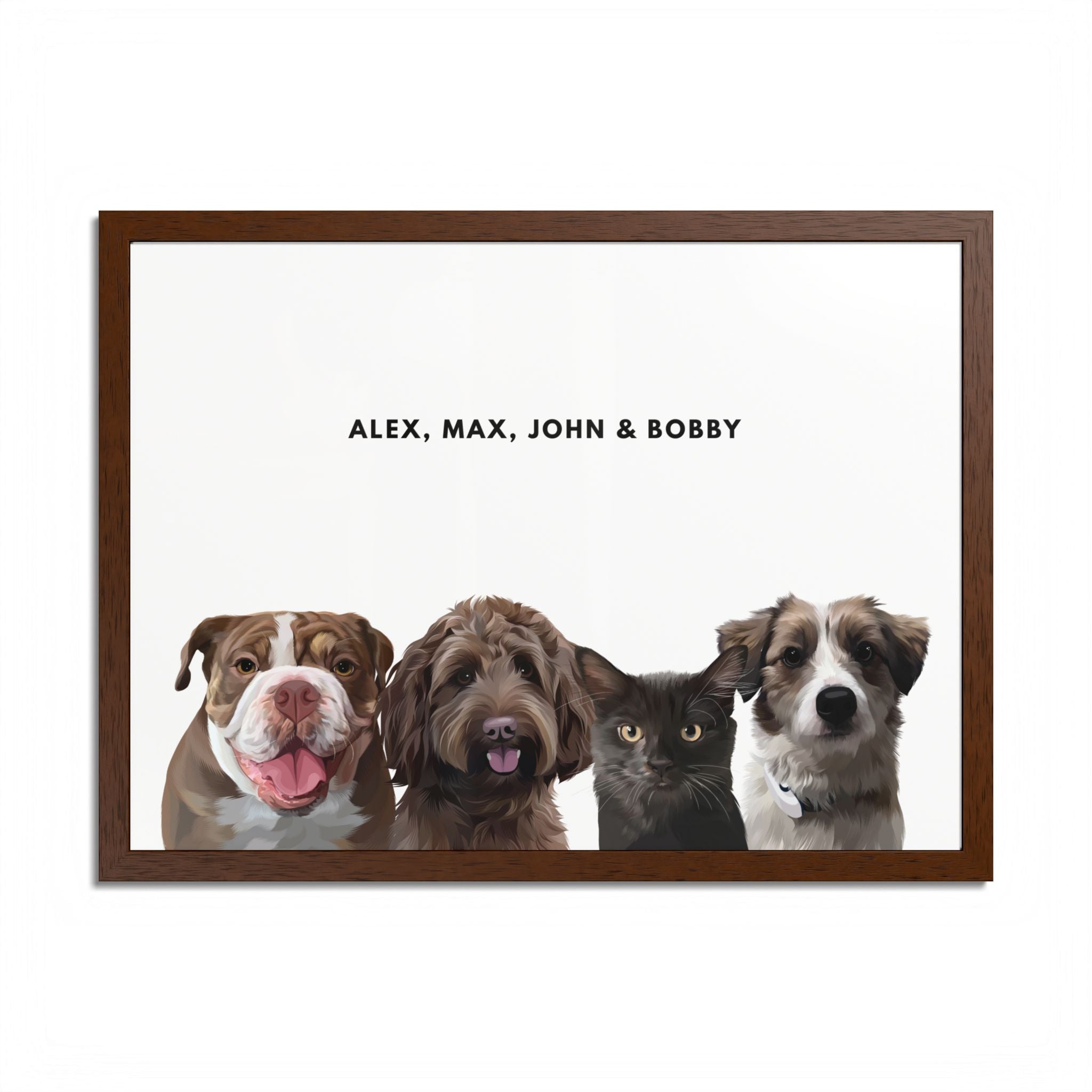Modern Pet Portrait - Frame Print - Four Pet