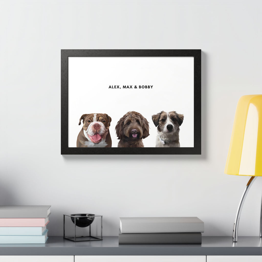 Modern Pet Portrait - Frame Print - Three Pet
