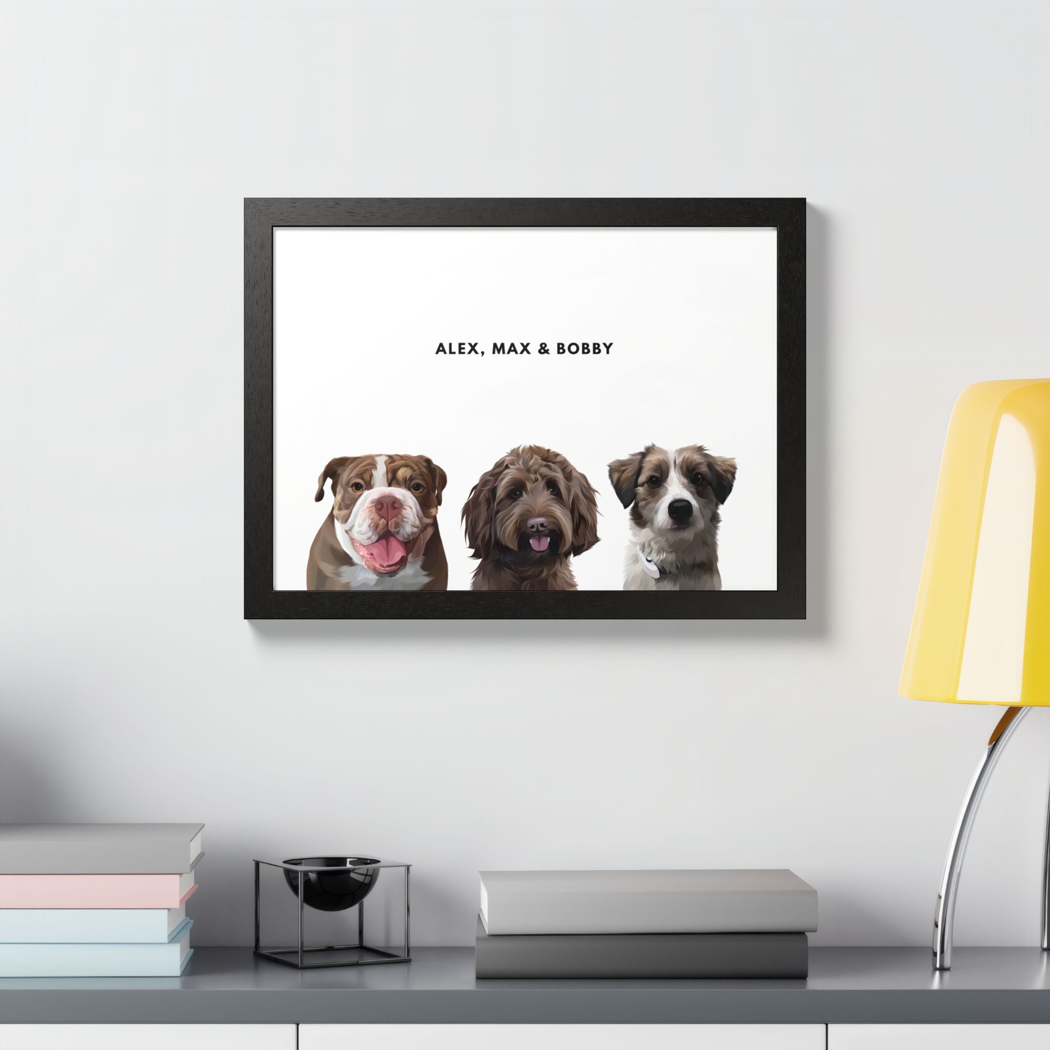 Modern Pet Portrait - Frame Print - Three Pet