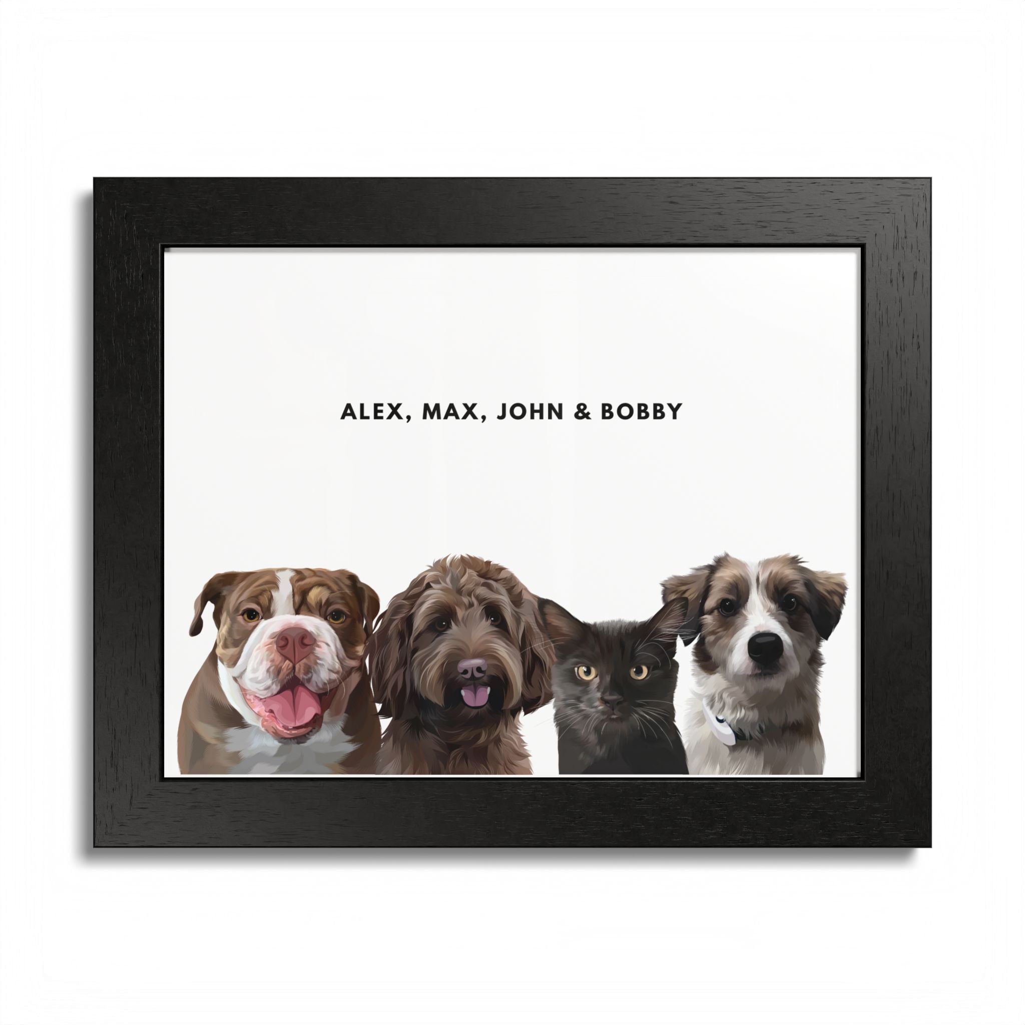 Modern Pet Portrait - Frame Print - Four Pet