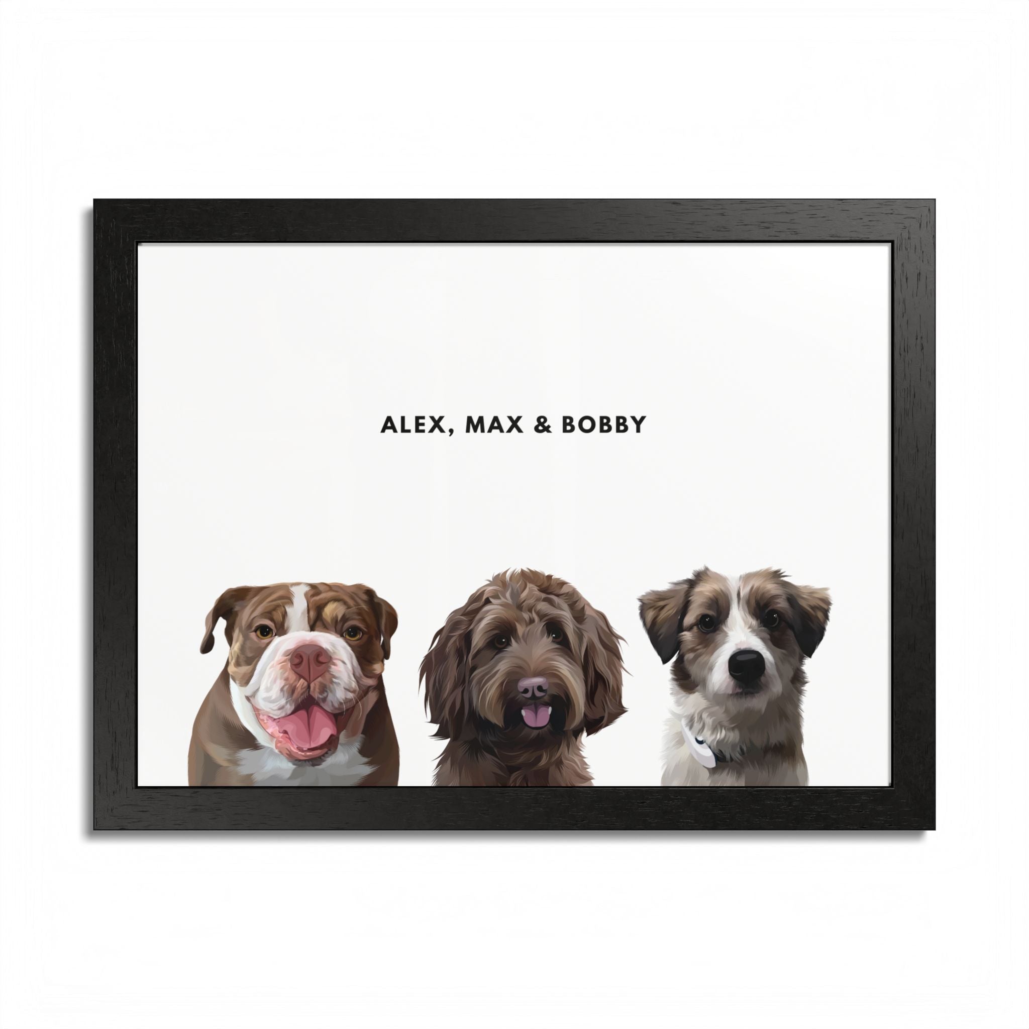 Modern Pet Portrait - Frame Print - Three Pet