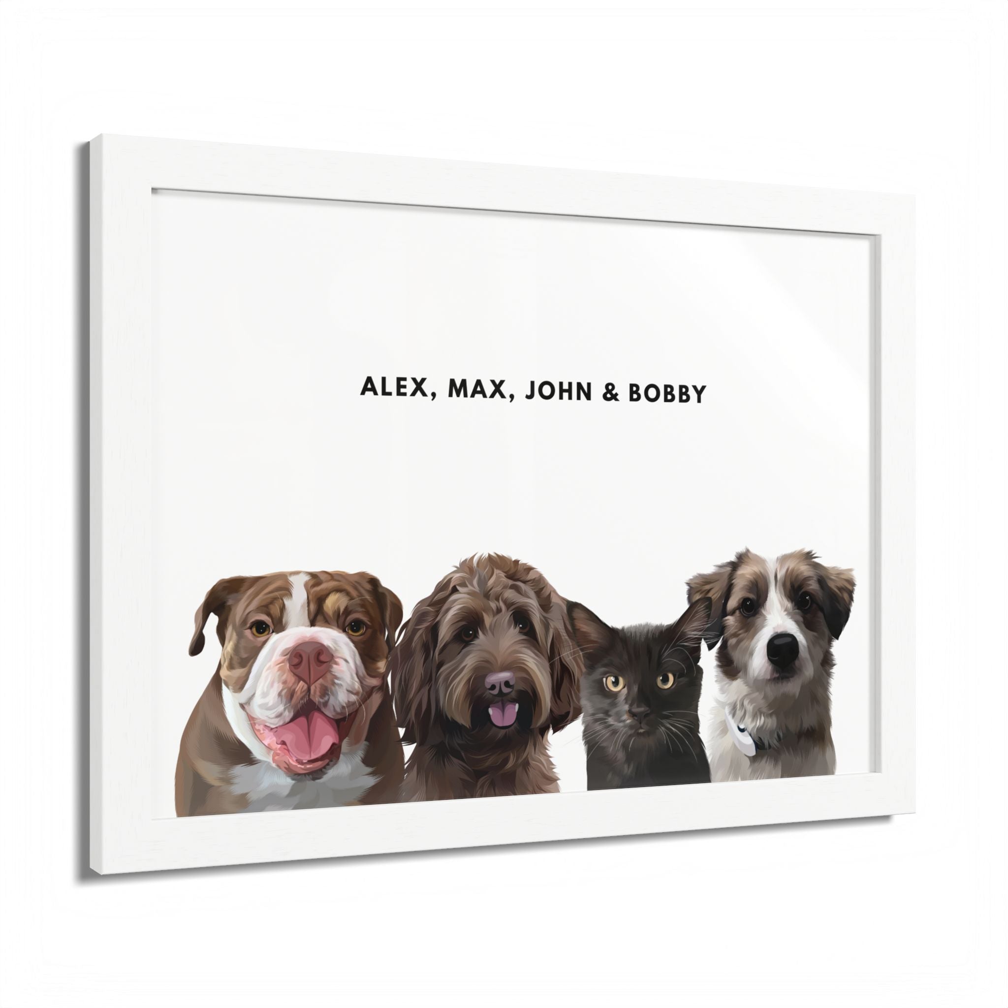 Modern Pet Portrait - Frame Print - Four Pet