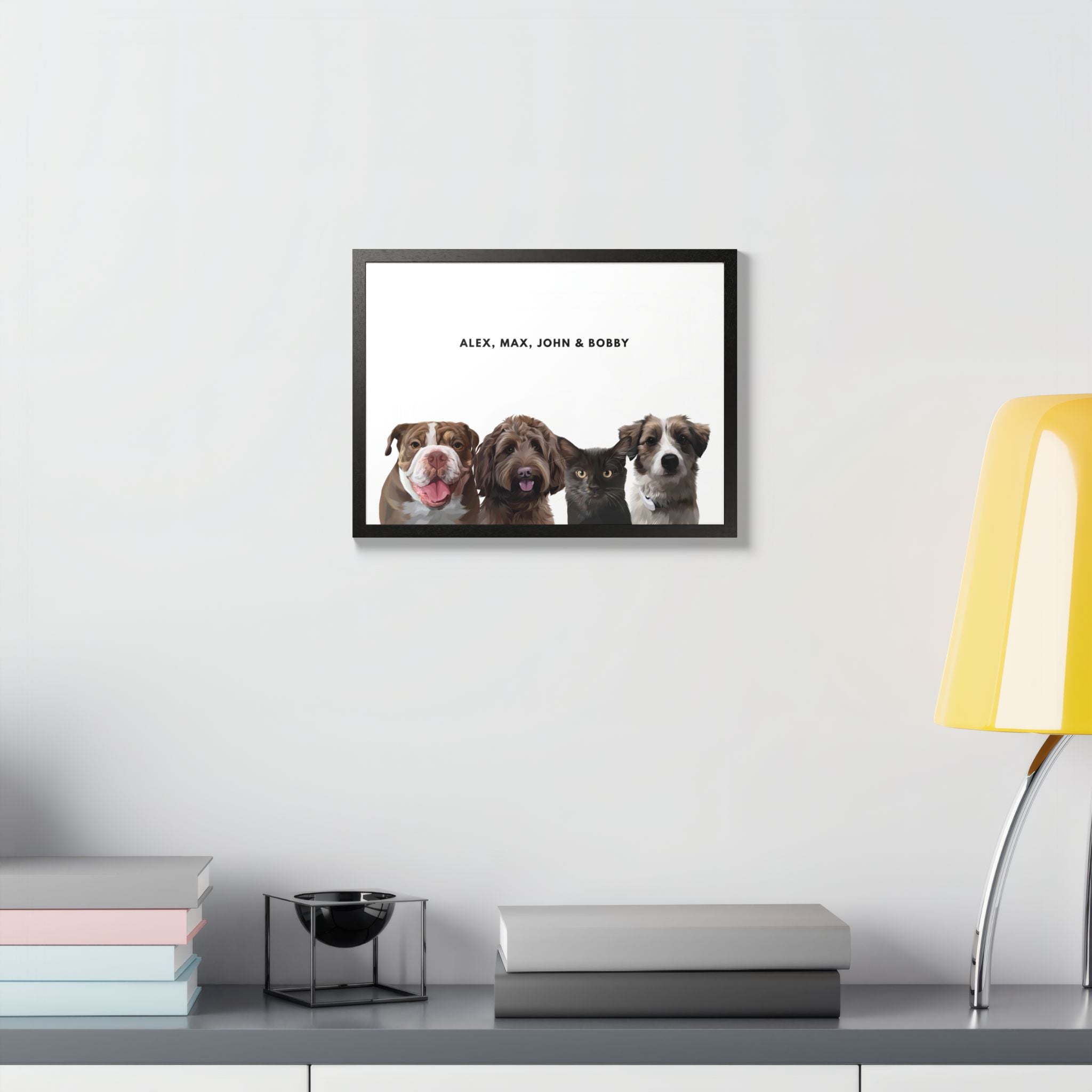 Modern Pet Portrait - Frame Print - Four Pet