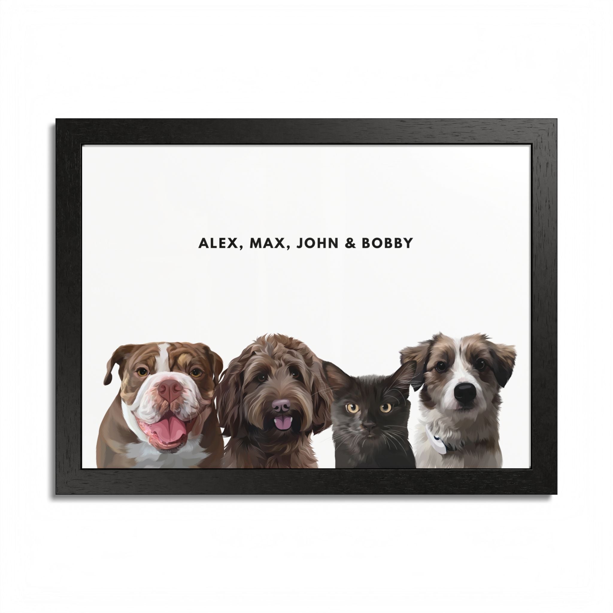 Modern Pet Portrait - Frame Print - Four Pet