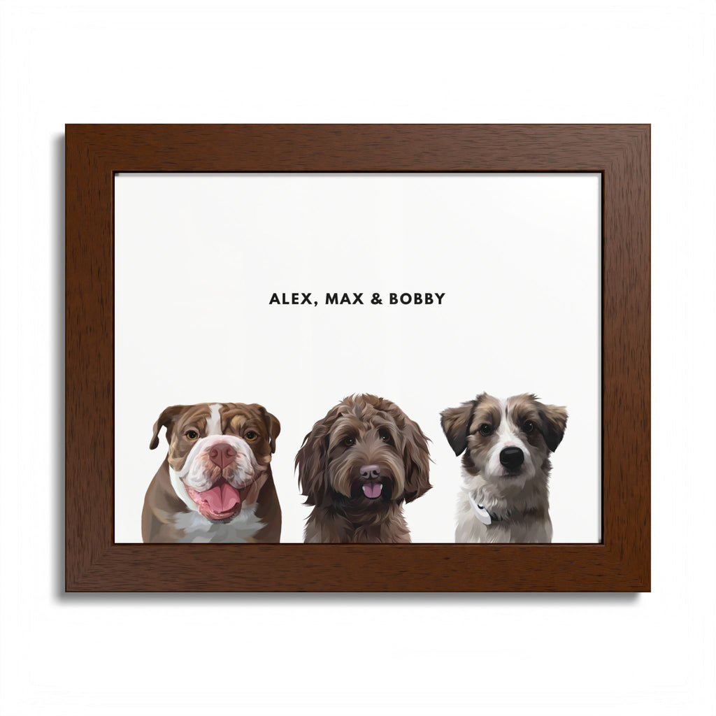 Modern Pet Portrait - Frame Print - Three Pet