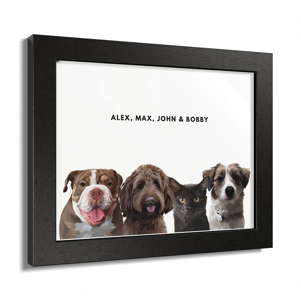 Modern Pet Portrait - Frame Print - Four Pet